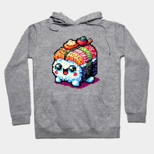 Sushi Sidekick - Whimsical Pixel Art Sushi Creature Hoodie